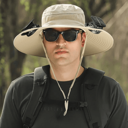 Sombrero de Ala Ancha con Ventilador Solar