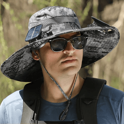 Sombrero de Ala Ancha con Ventilador Solar