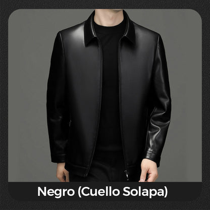 Chaqueta Clásica de Hombre de Cuero PU con Cremallera Frontal