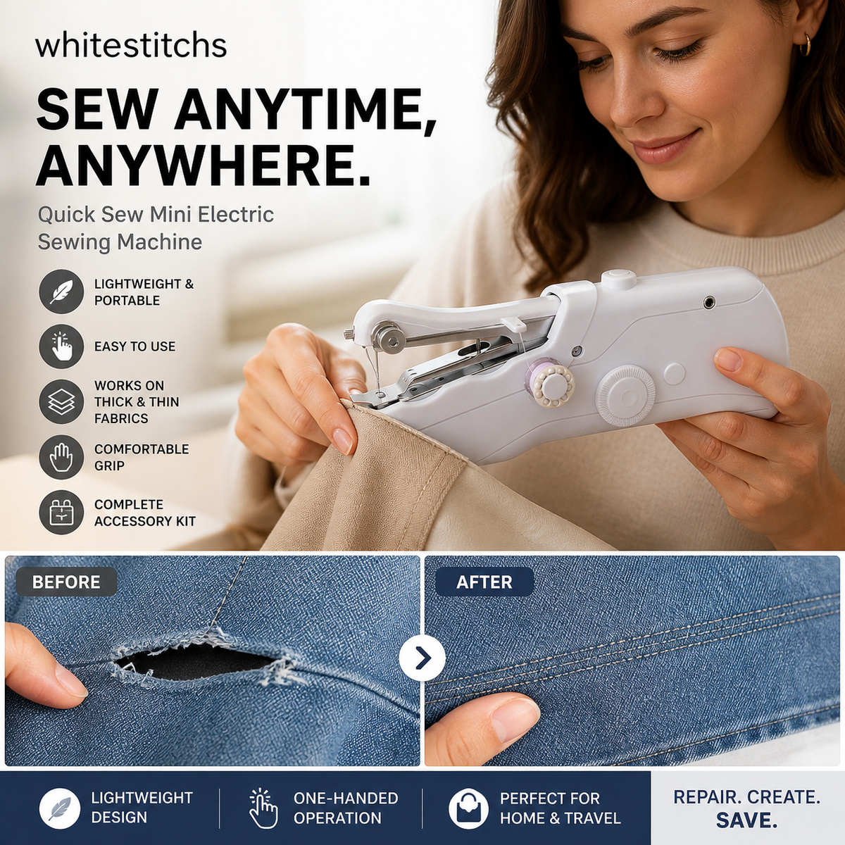 ⏳Time-Limited Special⏰🧵Mini Electric Sewing Machine – Lightweight, Portable & Easy to Use! ✨