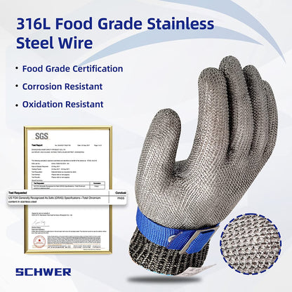 🧤 ¡50% DESCUENTO AHORA! 🥩 Guante de malla de acero inoxidable – Nivel de resistencia al corte A9 máximo – Ideal para carniceros y chefs – ¡adiós a los accidentes con cuchillos! 🔪🚫