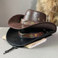 Vintage Wide Brim Cowboy Hat with Strap