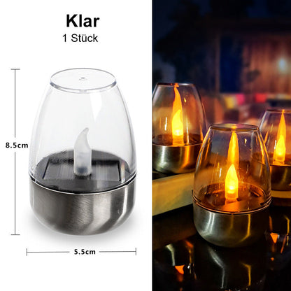 6Pack Velas solares para exteriores sin llama con efecto parpadeante IP65 Lámpara de mesa impermeable Velas LED con sensor crepuscular para linternas, jardines, acampadas, fiestas y decoración del hogar Color cálido