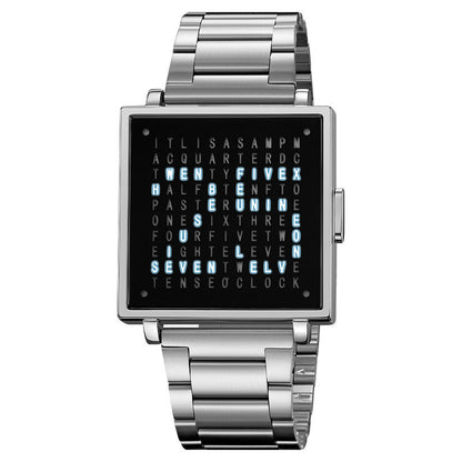 Reloj electrónico cuadrado impermeable para hombre con correa de acer