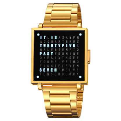 Reloj electrónico cuadrado impermeable para hombre con correa de acer