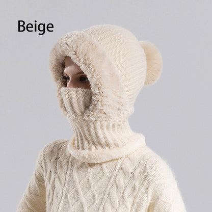 Pasamontañas de punto de invierno para mujer