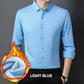 🌲Oferta navideña 50 % de descuento🌲Camisa de hombre con forro de felpa de color liso