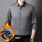🌲Oferta navideña 50 % de descuento🌲Camisa de hombre con forro de felpa de color liso