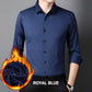 🌲Oferta navideña 50 % de descuento🌲Camisa de hombre con forro de felpa de color liso