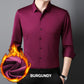 🌲Oferta navideña 50 % de descuento🌲Camisa de hombre con forro de felpa de color liso