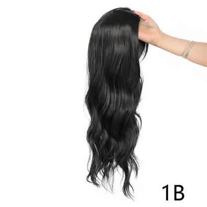 Topper de Cabello Ondulado con Flequillo y Clip para Cabello Fino