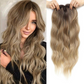 Topper de Cabello Ondulado con Flequillo y Clip para Cabello Fino