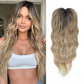 Topper de Cabello Ondulado con Flequillo y Clip para Cabello Fino