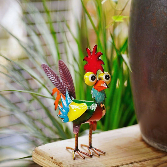Adorno de Gallo de Metal Chistoso para Jardín