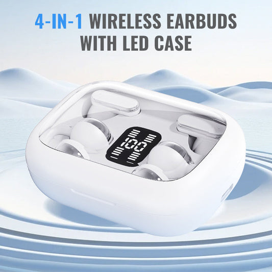 Auriculares inalámbricos 4 en 1 con estuche LED
