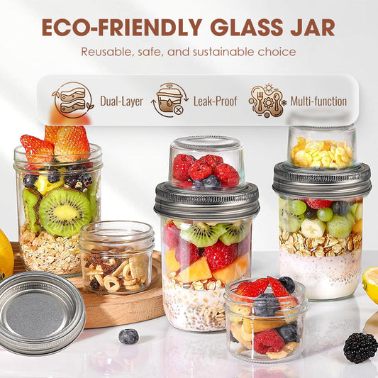 Dual-Layer Overnight Oats Containers with Lids