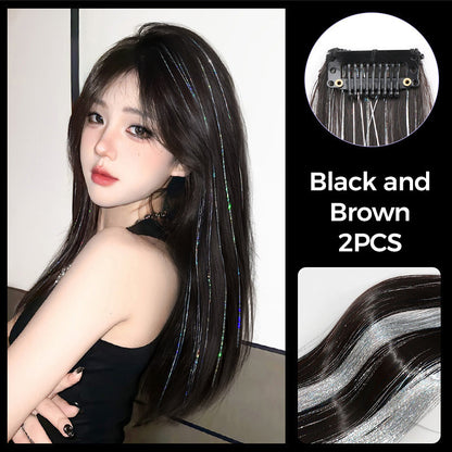 Extensiones de cabello invisibles con clip y oropel