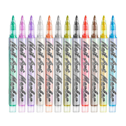 Set de 12 Plumones para Uñas Acrílicas - Punta Fina para Diseños Fáciles en Casa