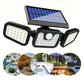 Lámpara Solar de Pared con 3 Cabezales y Sensor de Movimiento para Exterior
