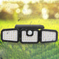 Lámpara Solar de Pared con 3 Cabezales y Sensor de Movimiento para Exterior