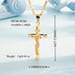 🔥【1° Más Vendido】⏰ Collar con colgante de crucifijo tono dorado – Diseño detallado INRI, cadena Figaro ajustable y joya religiosa para el día a día ✝️✨