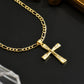 🔥【1° Más Vendido】⏰ Collar con colgante de crucifijo tono dorado – Diseño detallado INRI, cadena Figaro ajustable y joya religiosa para el día a día ✝️✨
