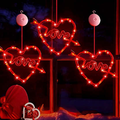 3PCS Valentine's Day Window Light Decoration with Timer