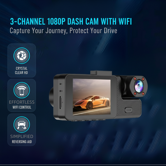 Cámara para Auto de 3 Canales 1080P con WiFi