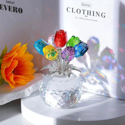 🌹✨ Figura Eterna de Pétalos de Rosa de Cristal en Jarrón – Símbolo Atemporal del Amor y Elegante Decoración de Lujo para el Hogar 💎🏡 - Compra 2 Envío Gratis