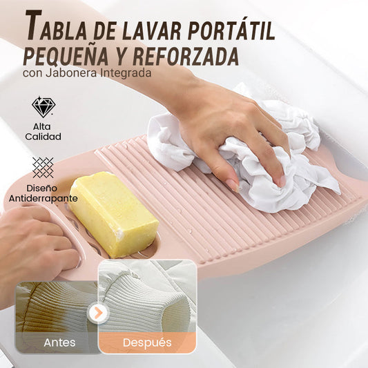 Tabla de Lavar Portátil Pequeña y Reforzada con Jabonera Integrada