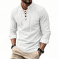 🔥Oferta Limitada🔥 Camisa Hombre Mezcla Algodón – Cuello Mao con Cordón, Transpirable, Puños Abotonados, Estilo Hippie Playa
