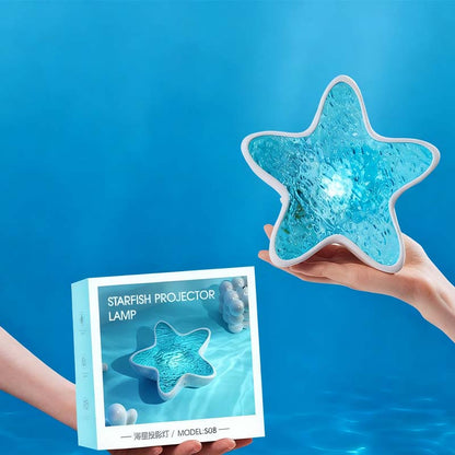 Proyector de luz con forma de estrella de mar y olas del océano