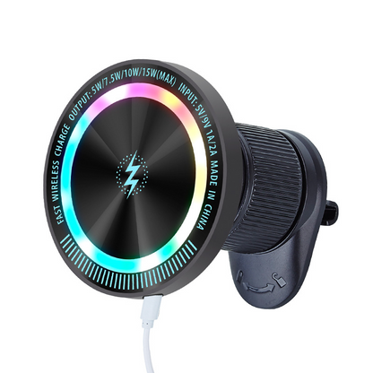 Soporte Magnético para Auto con Carga Inalámbrica y Luces RGB