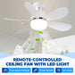 Ventilador de Techo con Lámpara LED y Control Remoto 2 en 1