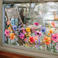 💐 Pegatinas de ventana de ramo de flores de colores 🖼️(Tamaño de corte libre)