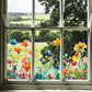 💐 Pegatinas de ventana de ramo de flores de colores 🖼️(Tamaño de corte libre)