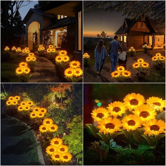 ☀️ Luces Solares Impermeables de Girasol – Pétalos Realistas, IP65 y Resplandor Automático de 8–12 Horas 🌻✨