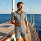 Conjunto informal de camisa y pantalones cortos de jacquard para hombre