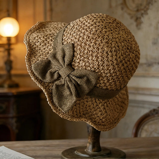 ⏰🔥 ¡Oferta de Verano 50% OFF! 🥳👒 Sombrero de Paja Elegante con Lazo – Transpirable, Plegable y Perfecto para Playa y Viajes 💞💥