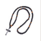 Collar con colgante de cruz de cuentas moderno para hombre