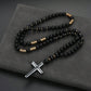 Collar con colgante de cruz de cuentas moderno para hombre