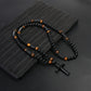 Collar con colgante de cruz de cuentas moderno para hombre