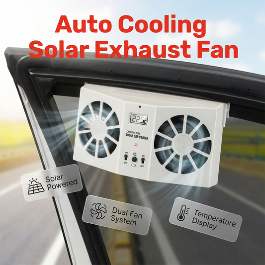 ⏳Oferta Especial por Tiempo Limitado⏰Ventilador de Escape para Auto Energía Solar – Doble Turbo Ventilación y Pantalla de Temperatura☀️