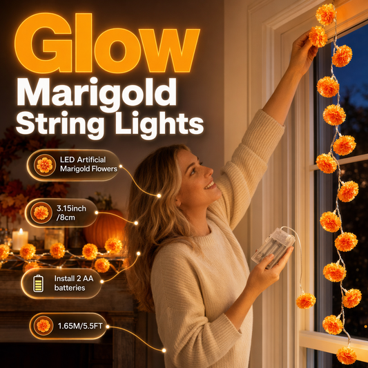 🎃✨ ¡OFERTA 50% OFF! Luces LED de Caléndula para Halloween – Guirnalda Floral Brillante para Decoración Otoñal, Porche y Hogar 🧡🌼