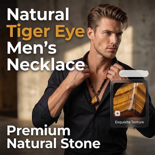 🔥50% DE DESCUENTO AHORA🦁Collar de cuentas de ojo de tigre natural para hombre: elegante joyería de piedra curativa energética para uso diario y para regalar.