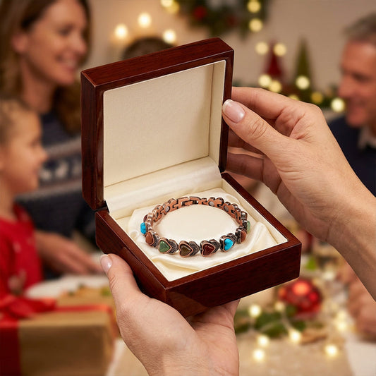 Pulsera de Piedra Magnética con Acabado de Cobre Antiguo