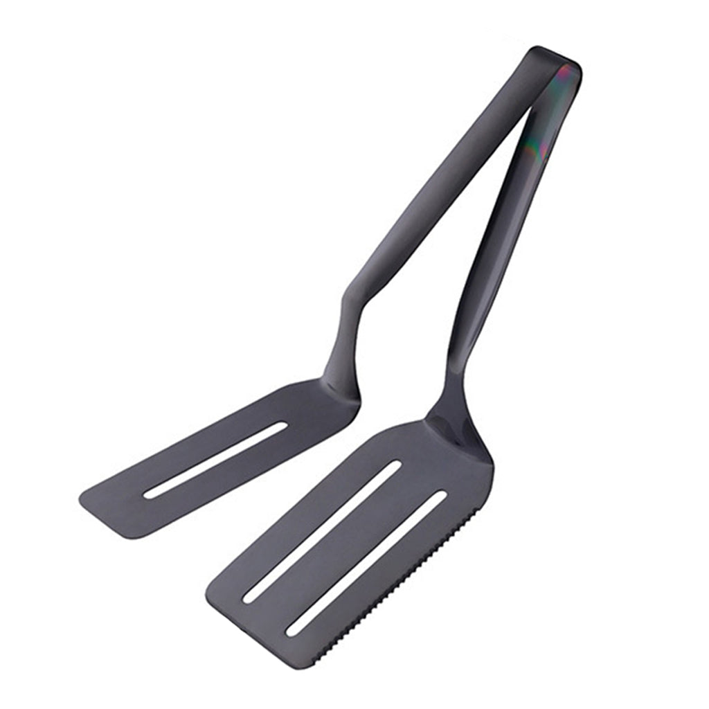 🥩🔥 3-in-1 Stainless Steel Steak Tongs – Serrated Cutting Edge with Spatula & Slotted Grip