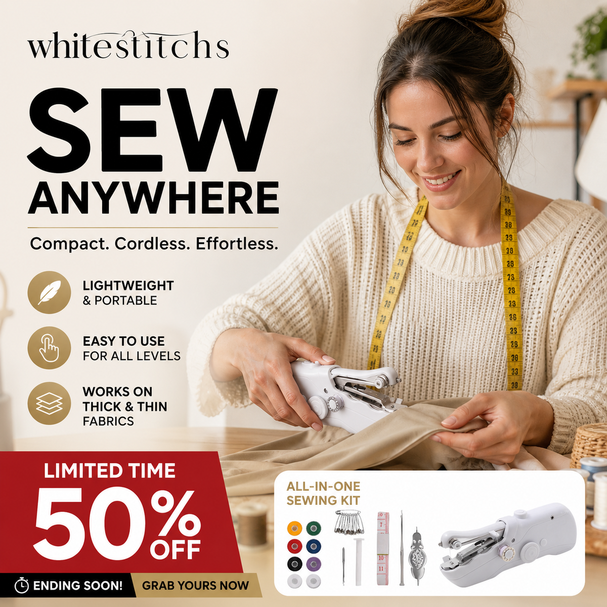 ⏳Time-Limited Special⏰🧵Mini Electric Sewing Machine – Lightweight, Portable & Easy to Use! ✨