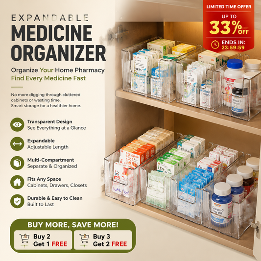 🔥 Organizador de medicamentos transparente y telescópico — extensible, perfecto para un botiquín ordenado 💊🗄️
